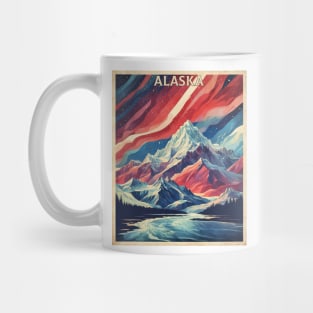 Alaska United States Starry Night Aurora Boreal Vintage Poster Tourism Mug